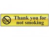 Scan Thank You For Not Smoking - Polished Brass Effect 200 x 50mm